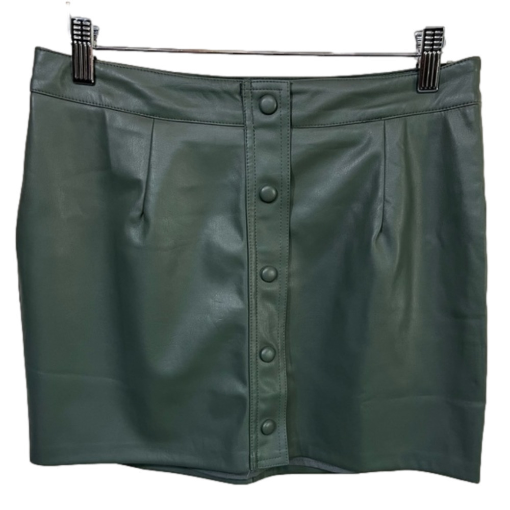 NWT Lulus Most Fab Vegan Leather Button-Front Mini Skirt Gray Various Sizes